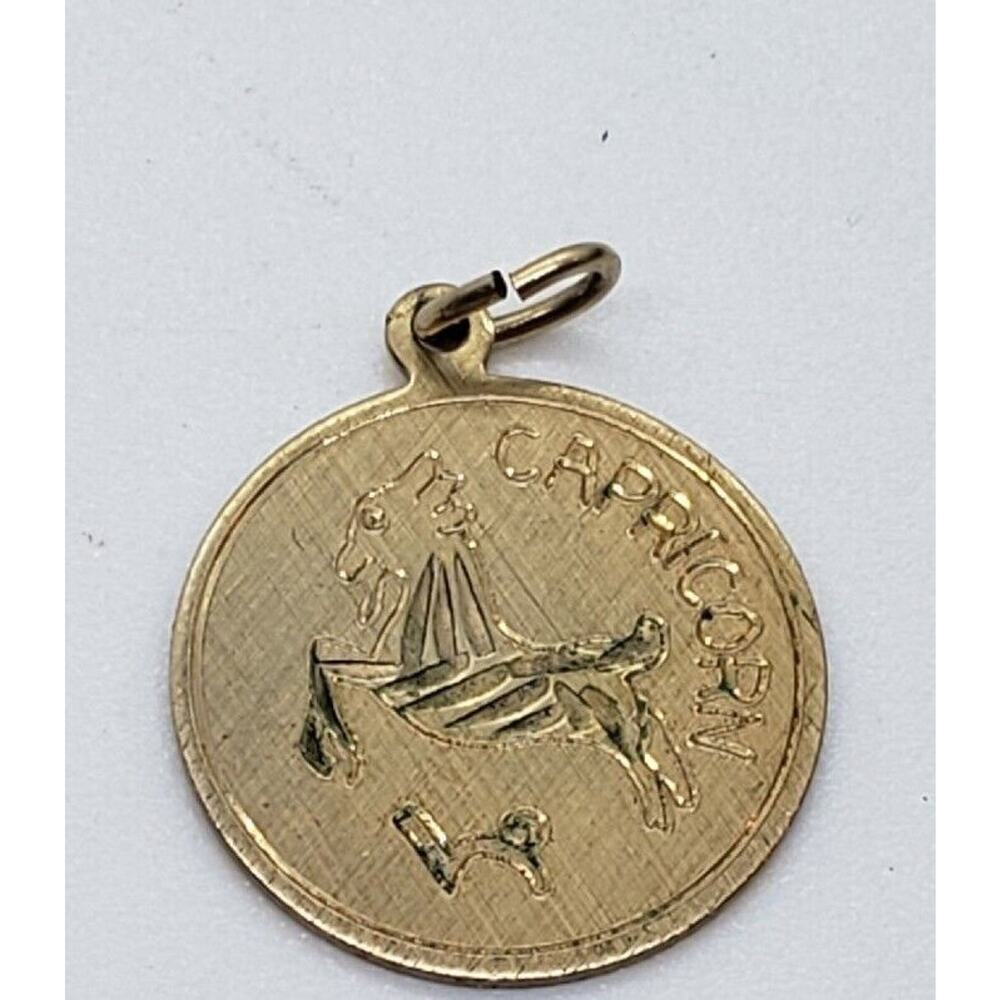 Vintage Capricorn Charm Pendant Elco 12k GE On 925 Sterling Silver Engravable - Picture 3 of 5